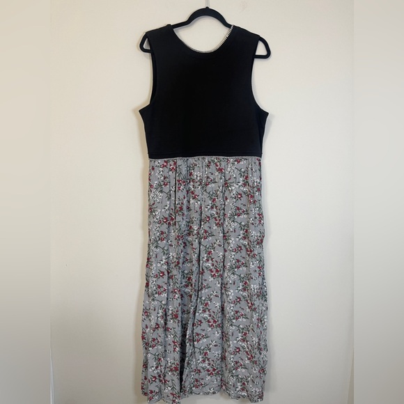 Bryn Connelly Womens Dress Size Large Black sleeveless Floral Maxi Vintage - Picture 5 of 13